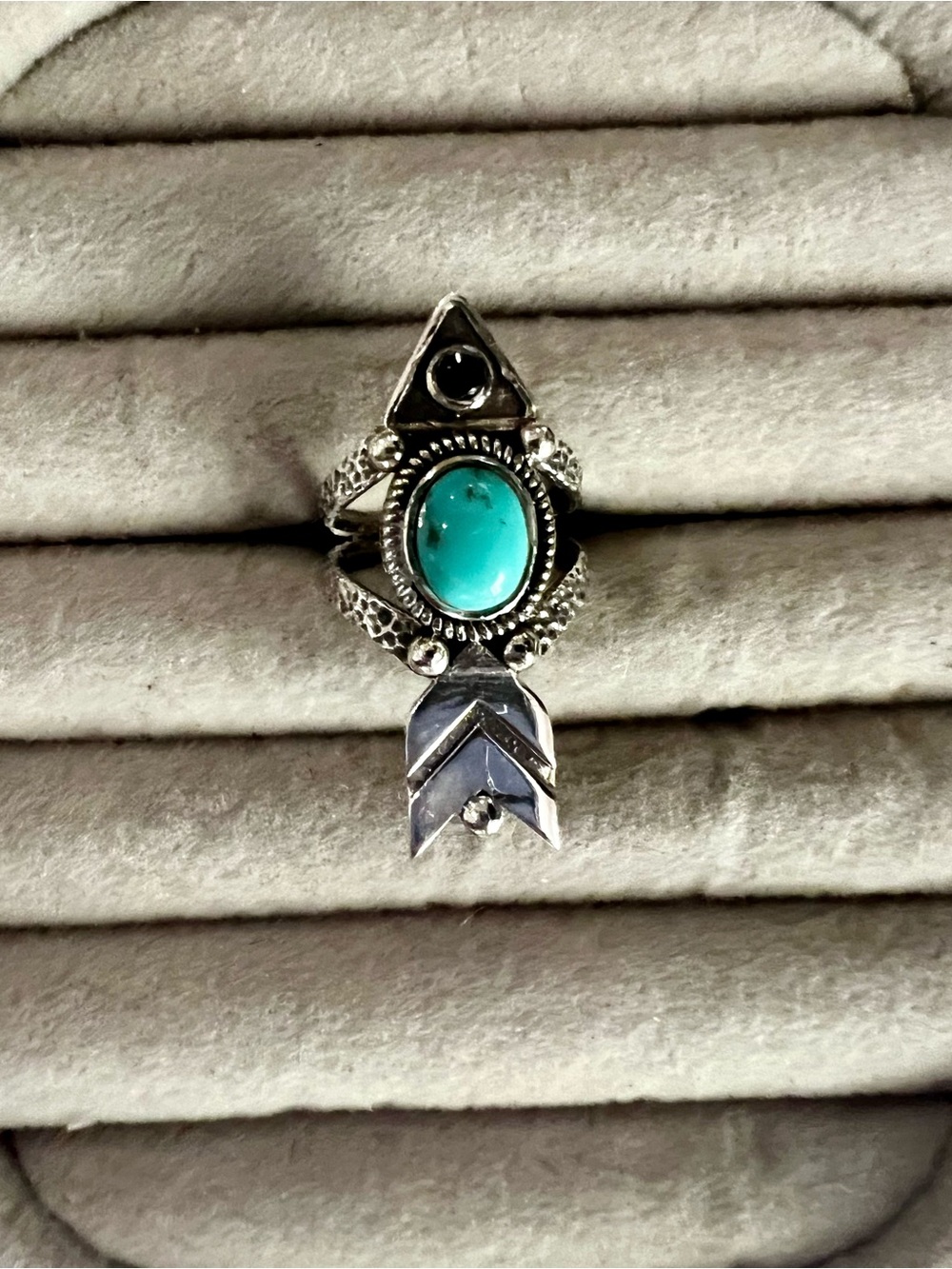Sterling Silver Turquoise & Onyx  Arrow Statement Ring - Women's Jewelry